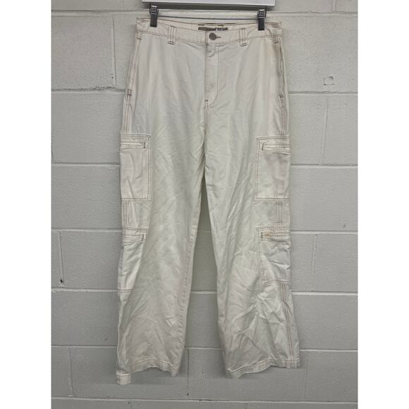 Hudson Sz 32 12/14 White High-Rise Welt Pocket Cargo Wide Leg Jeans Pants - Picture 3 of 8